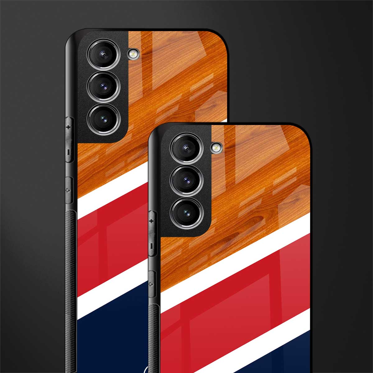 minimalistic wooden pattern glass case for samsung galaxy s21 plus image-2