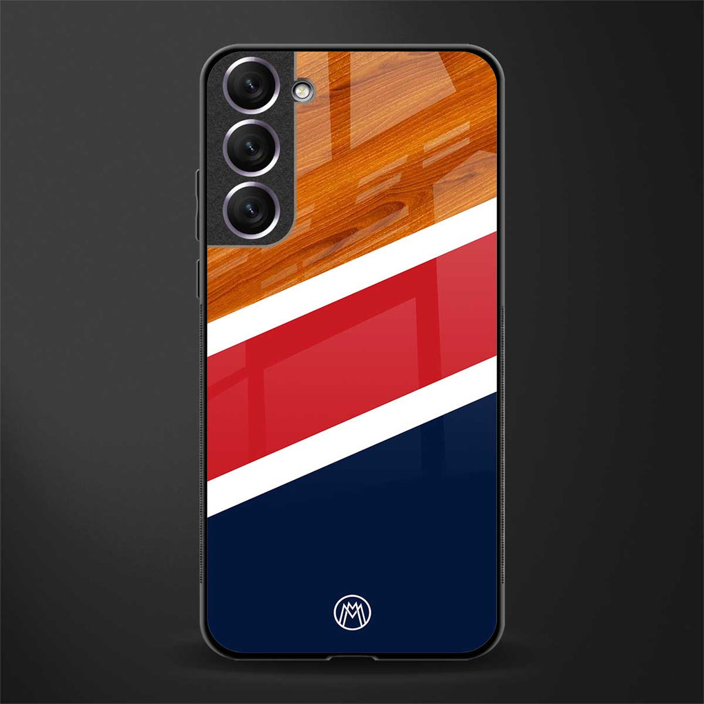 minimalistic wooden pattern glass case for samsung galaxy s21 fe 5g image