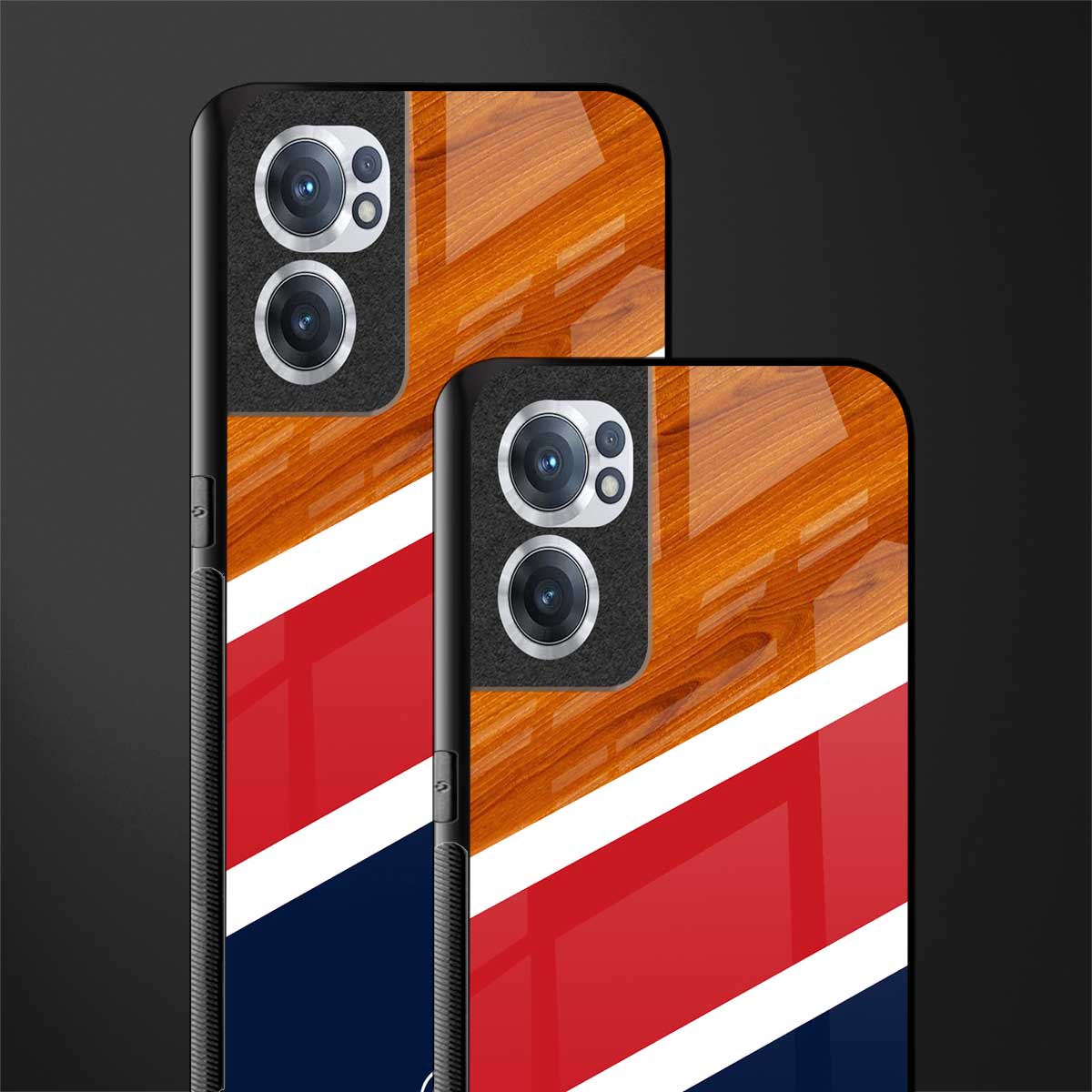 minimalistic wooden pattern glass case for oneplus nord ce 2 5g image-2