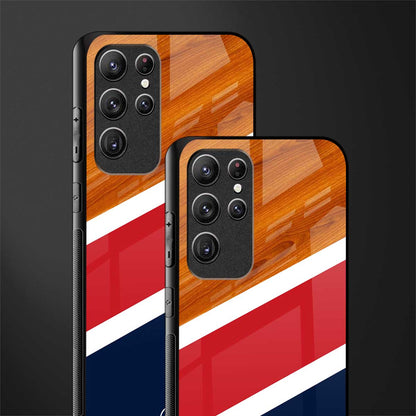 minimalistic wooden pattern glass case for samsung galaxy s22 ultra 5g image-2