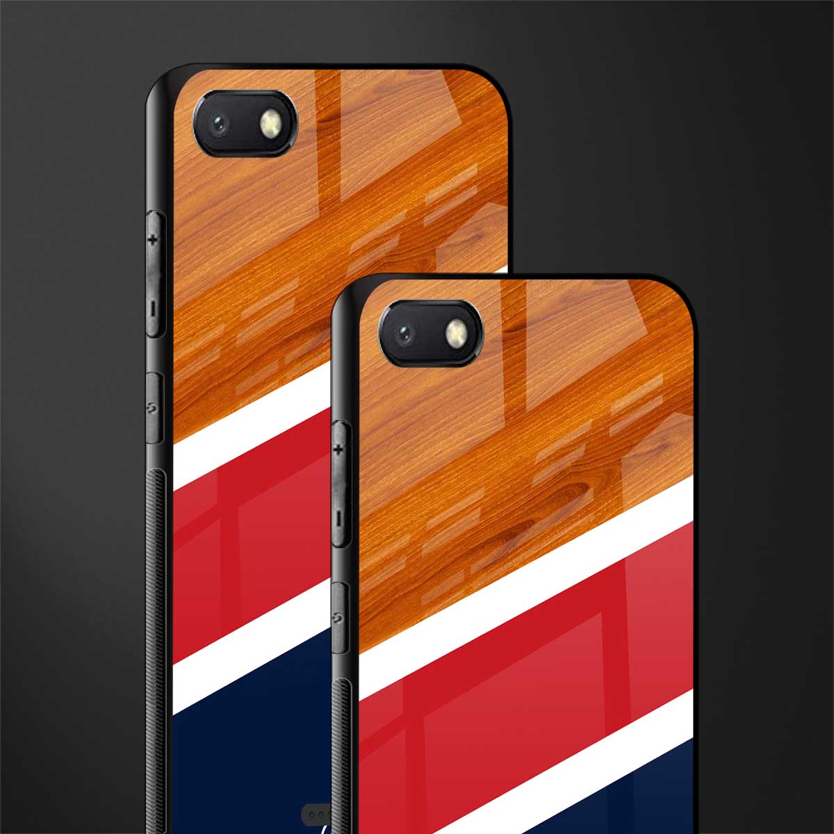 minimalistic wooden pattern glass case for redmi 6a image-2