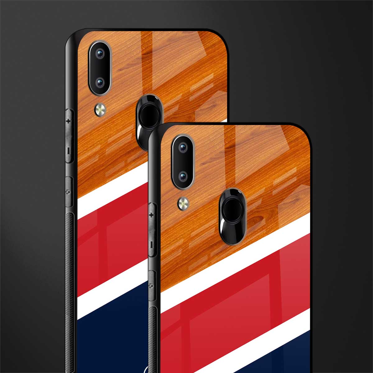 minimalistic wooden pattern glass case for vivo y91 image-2