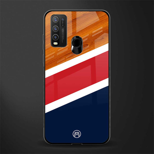 minimalistic wooden pattern glass case for vivo y30 image