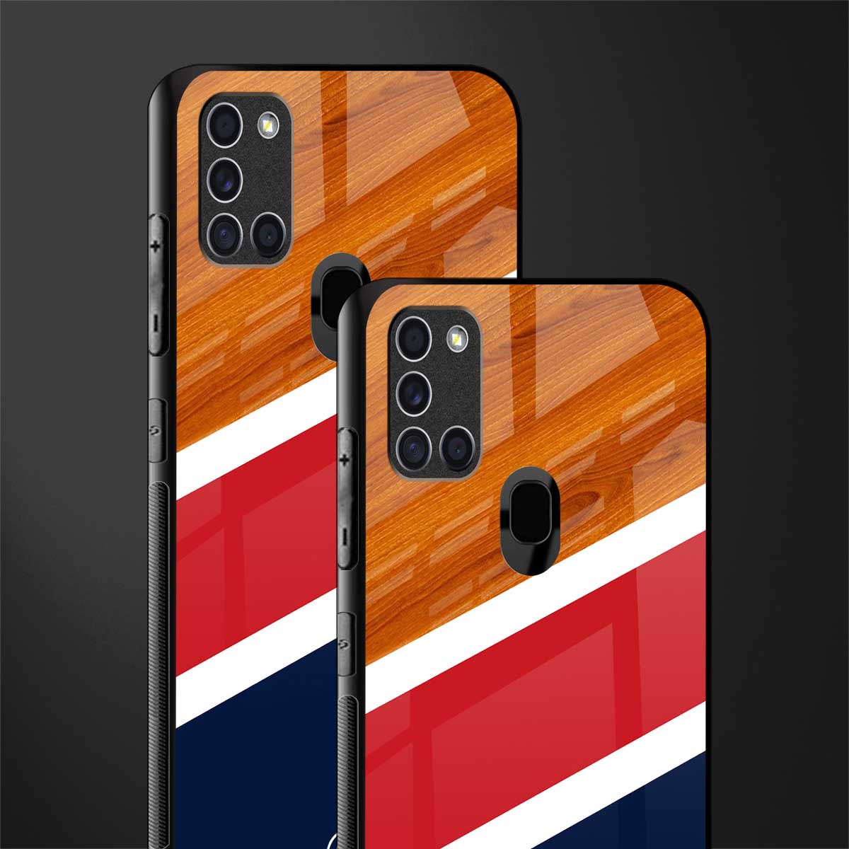 minimalistic wooden pattern glass case for samsung galaxy a21s image-2