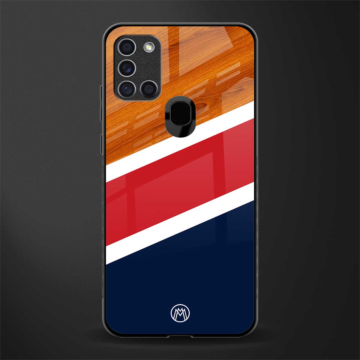 minimalistic wooden pattern glass case for samsung galaxy a21s image
