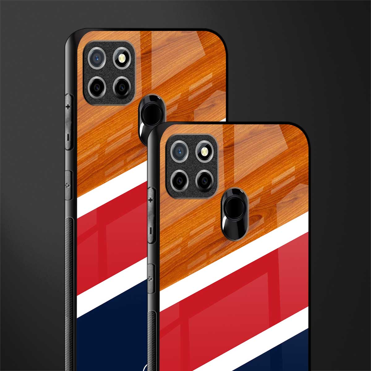 minimalistic wooden pattern glass case for realme narzo 30a image-2