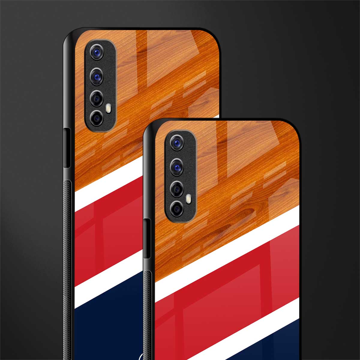 minimalistic wooden pattern glass case for realme narzo 20 pro image-2