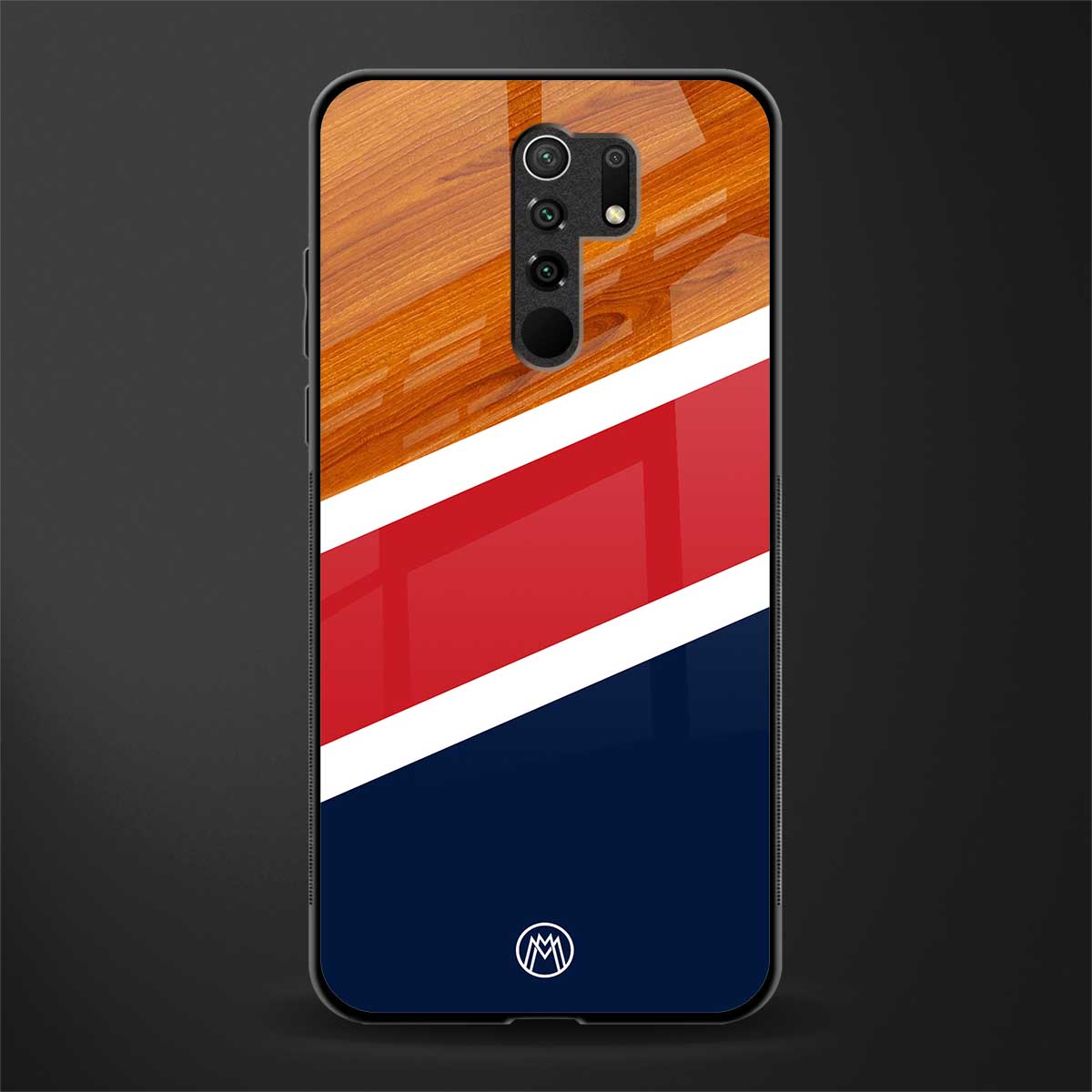 minimalistic wooden pattern glass case for redmi 9 prime image