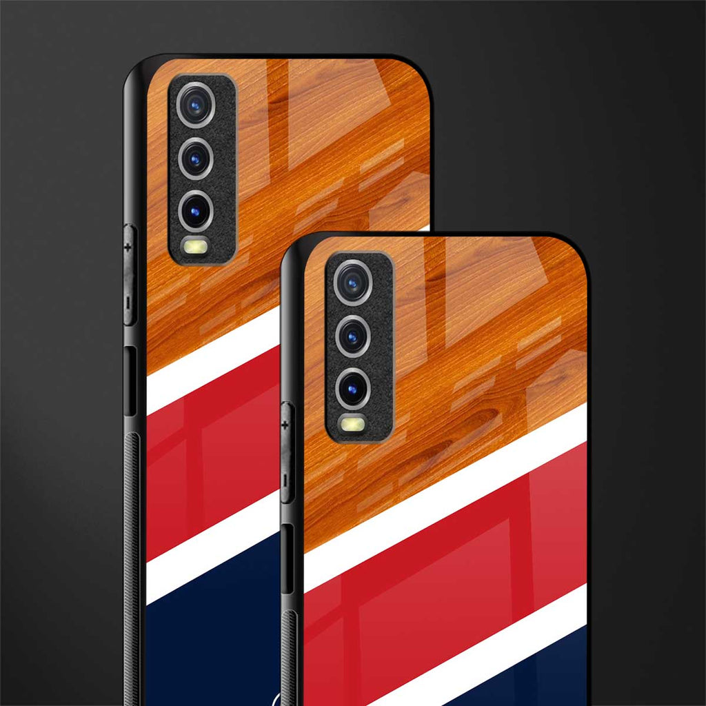 minimalistic wooden pattern glass case for vivo y20 image-2