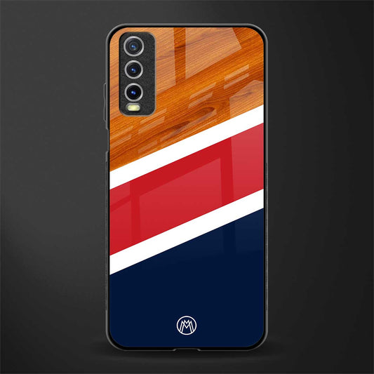 minimalistic wooden pattern glass case for vivo y20 image