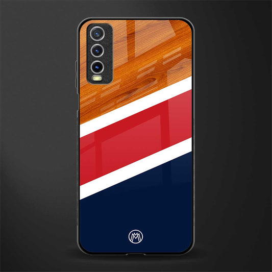 minimalistic wooden pattern glass case for vivo y12s image