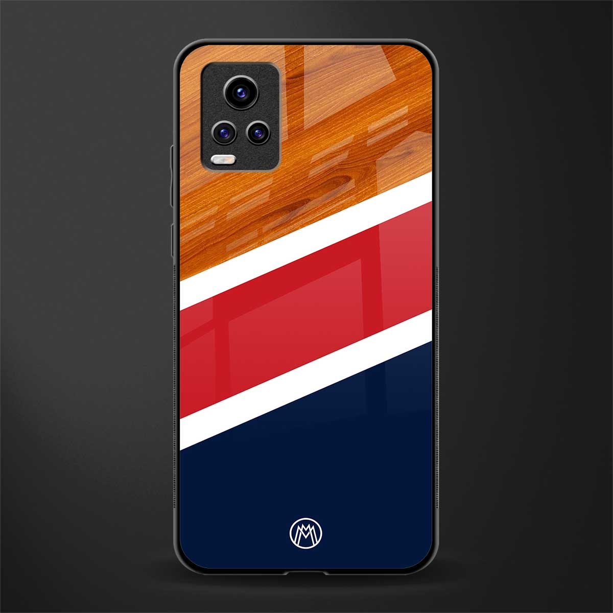 minimalistic wooden pattern glass case for vivo v20 image