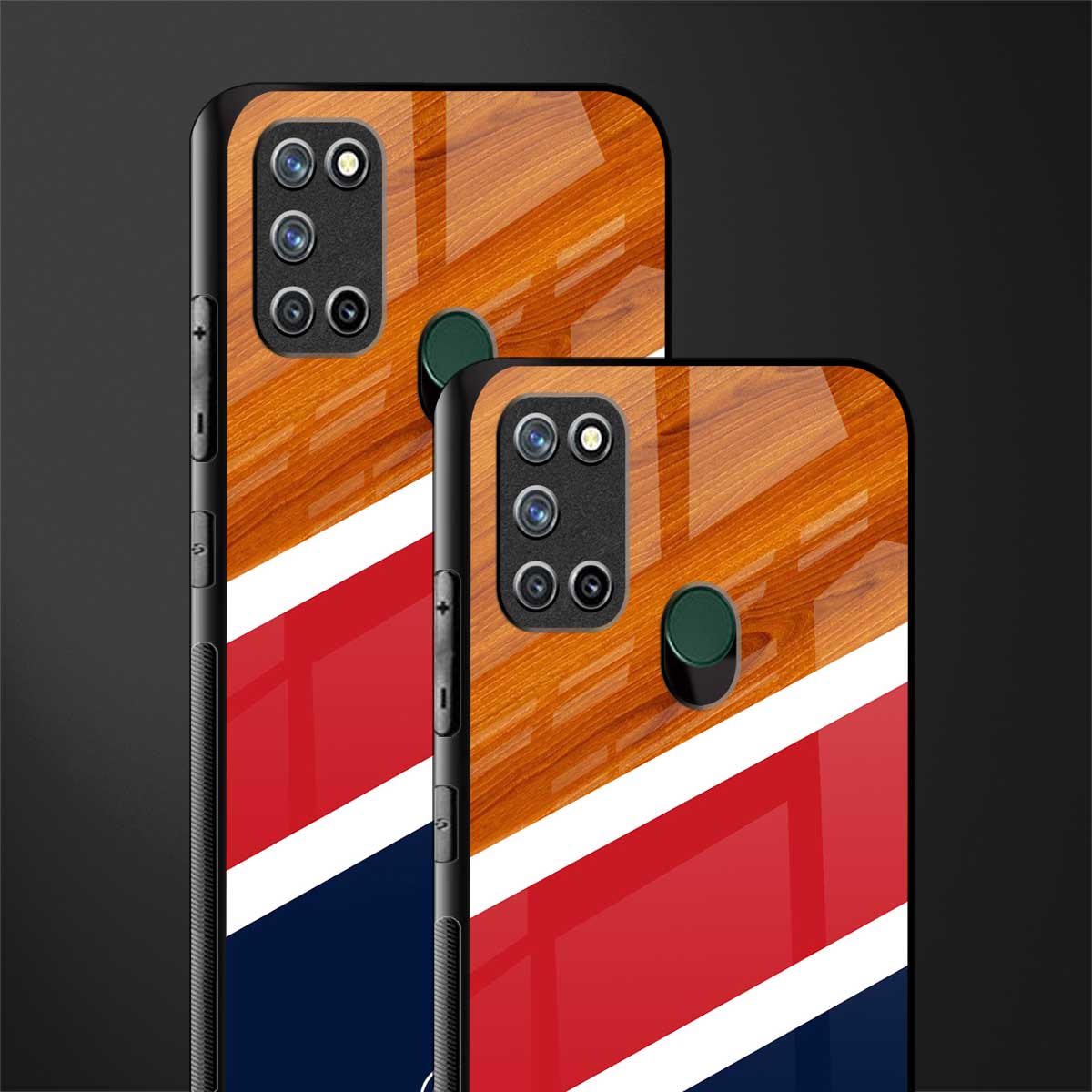 minimalistic wooden pattern glass case for realme 7i image-2