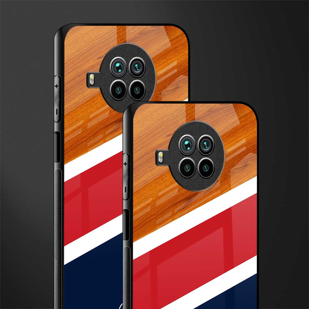minimalistic wooden pattern glass case for mi 10i image-2