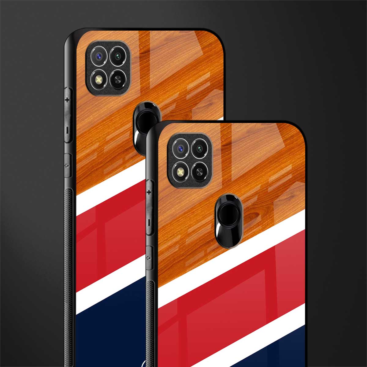 minimalistic wooden pattern glass case for redmi 9 image-2