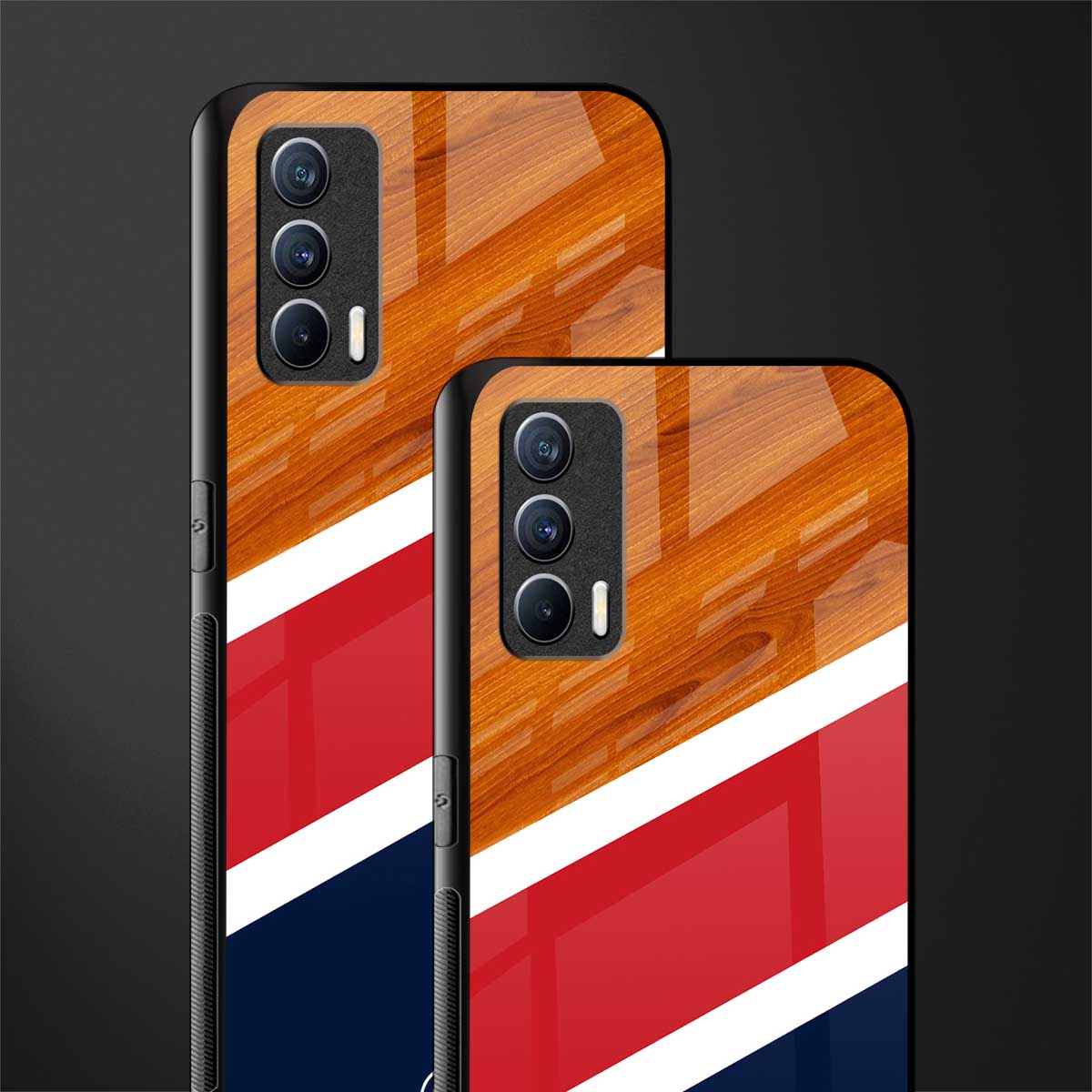 minimalistic wooden pattern glass case for realme x7 image-2