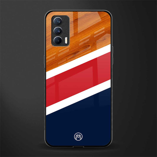 minimalistic wooden pattern glass case for realme x7 image
