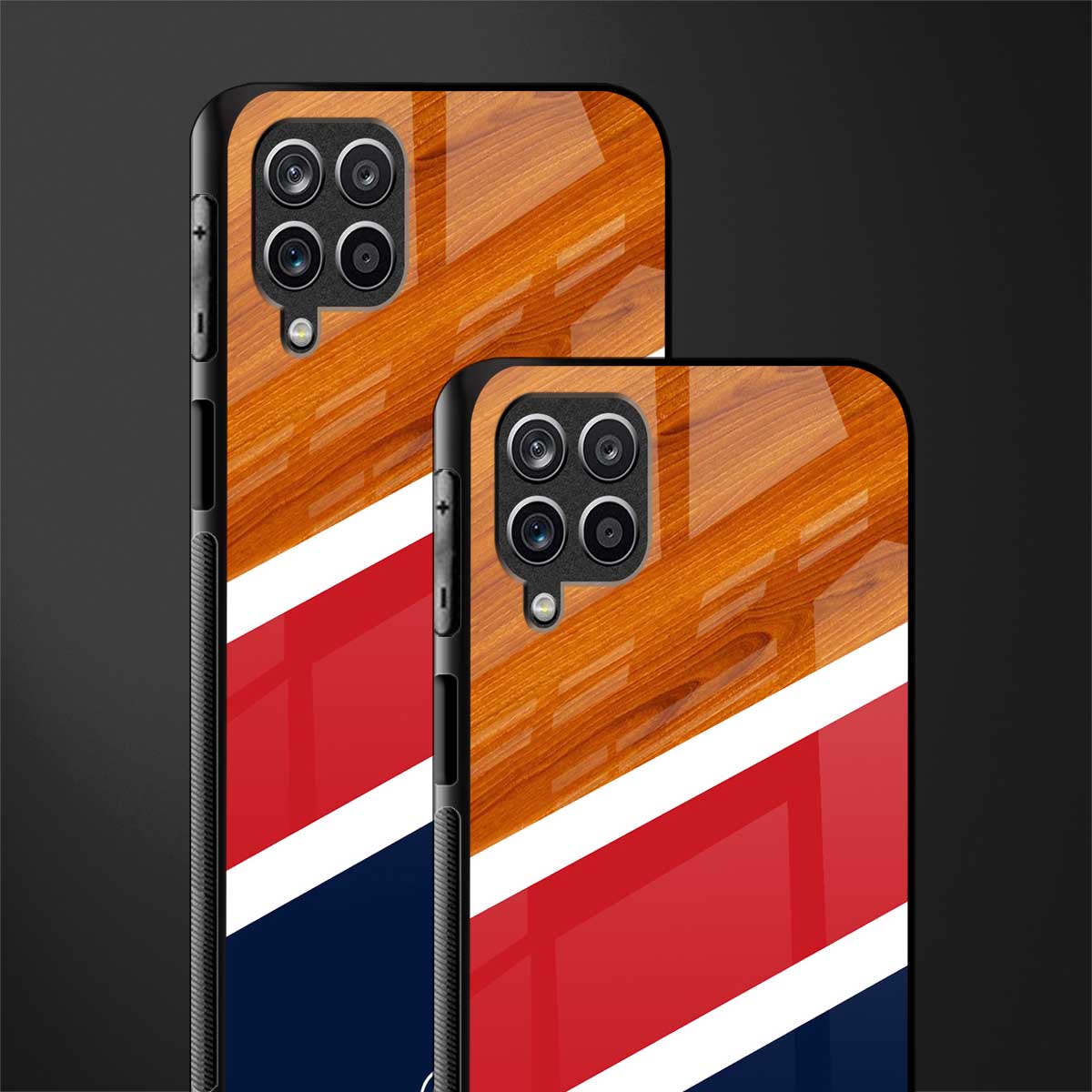 minimalistic wooden pattern glass case for samsung galaxy m42 5g image-2