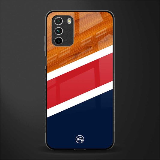 minimalistic wooden pattern glass case for poco m3 image