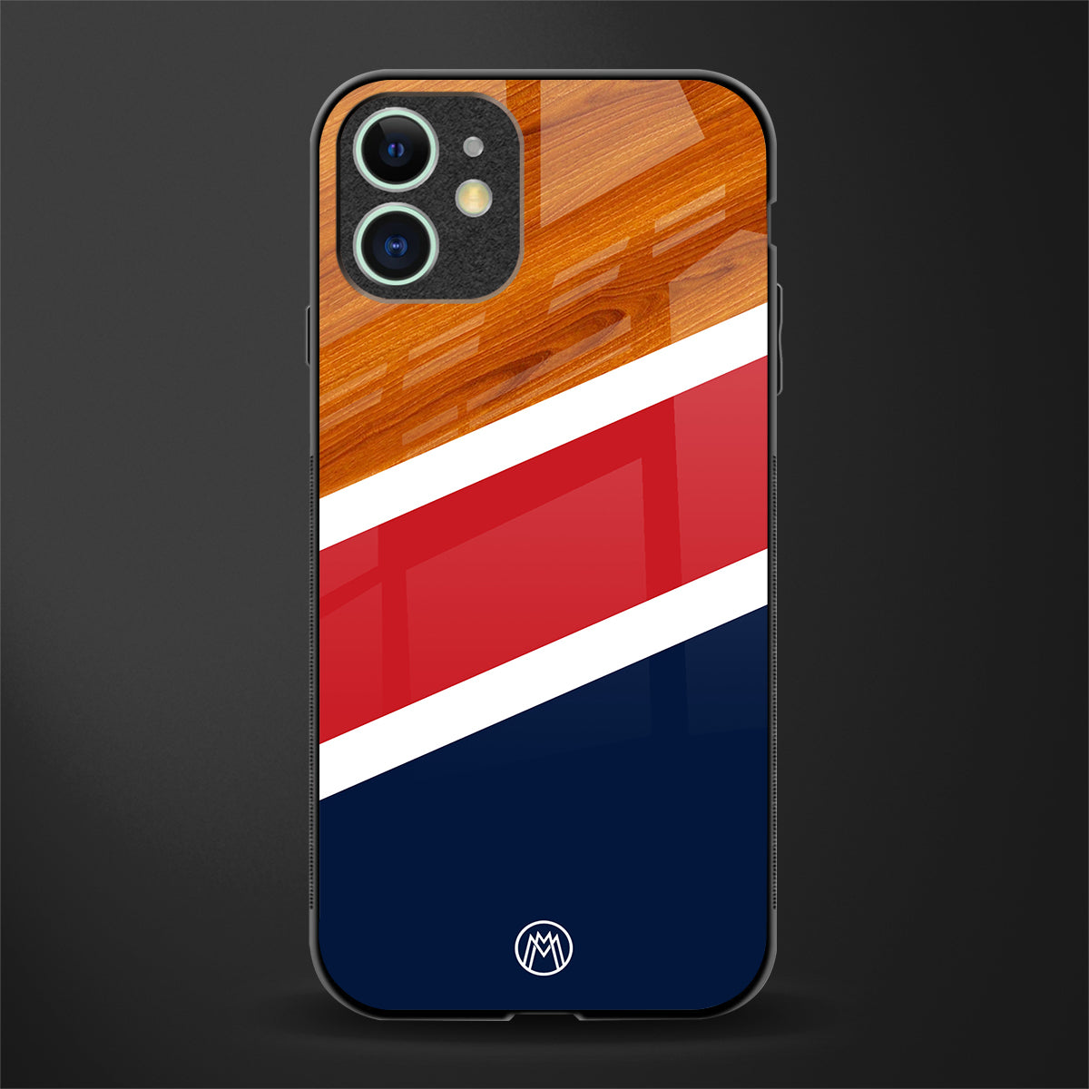 minimalistic wooden pattern glass case for iphone 11 image