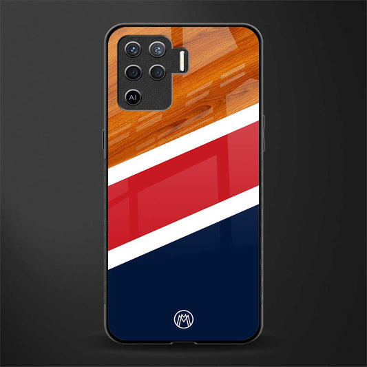 minimalistic wooden pattern glass case for oppo f19 pro image