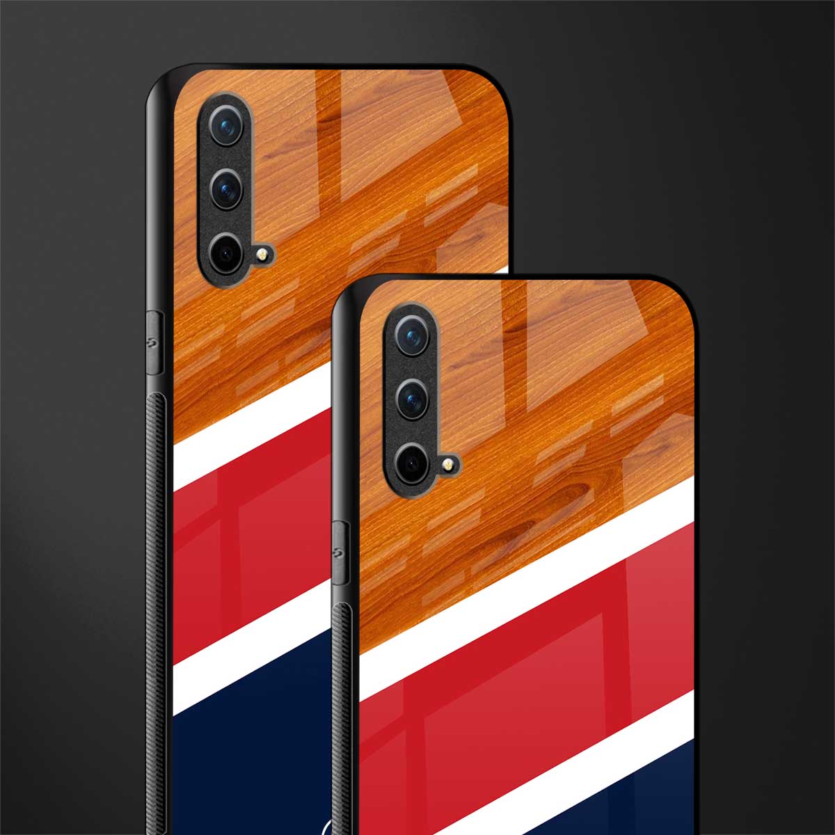 minimalistic wooden pattern glass case for oneplus nord ce 5g image-2