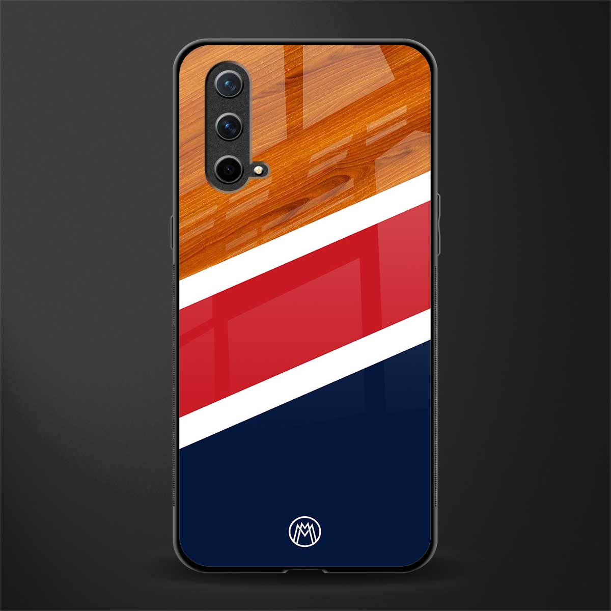 minimalistic wooden pattern glass case for oneplus nord ce 5g image
