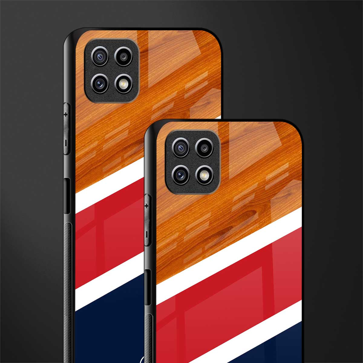minimalistic wooden pattern glass case for samsung galaxy a22 5g image-2