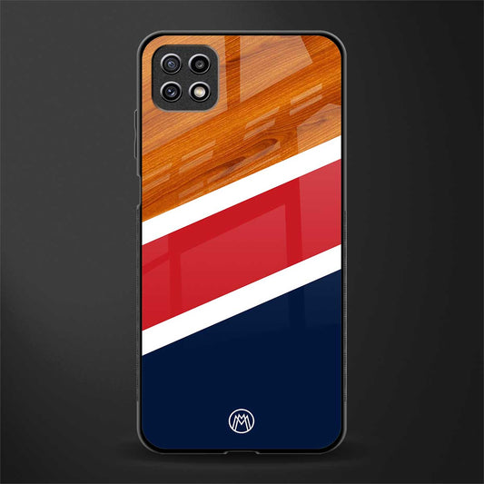 minimalistic wooden pattern glass case for samsung galaxy a22 5g image