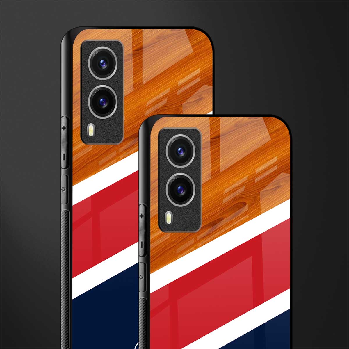 minimalistic wooden pattern glass case for vivo v21e 5g image-2