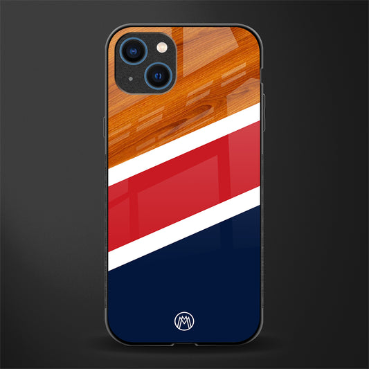 minimalistic wooden pattern glass case for iphone 13 image