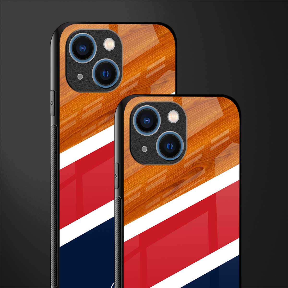 minimalistic wooden pattern glass case for iphone 13 mini image-2