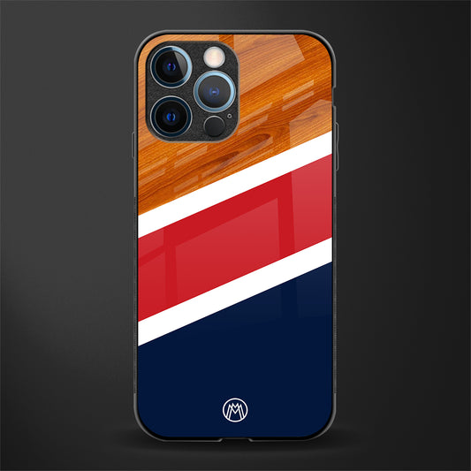 minimalistic wooden pattern glass case for iphone 12 pro image
