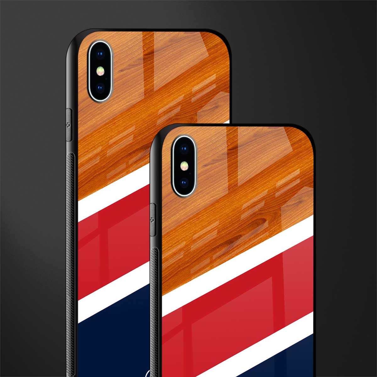 minimalistic wooden pattern glass case for iphone xs max image-2