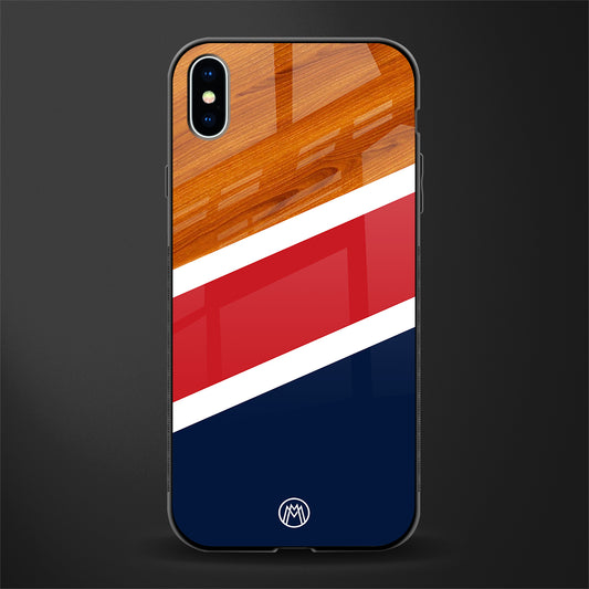 minimalistic wooden pattern glass case for iphone xs max image
