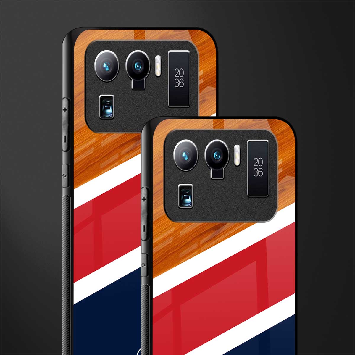minimalistic wooden pattern glass case for mi 11 ultra 5g image-2