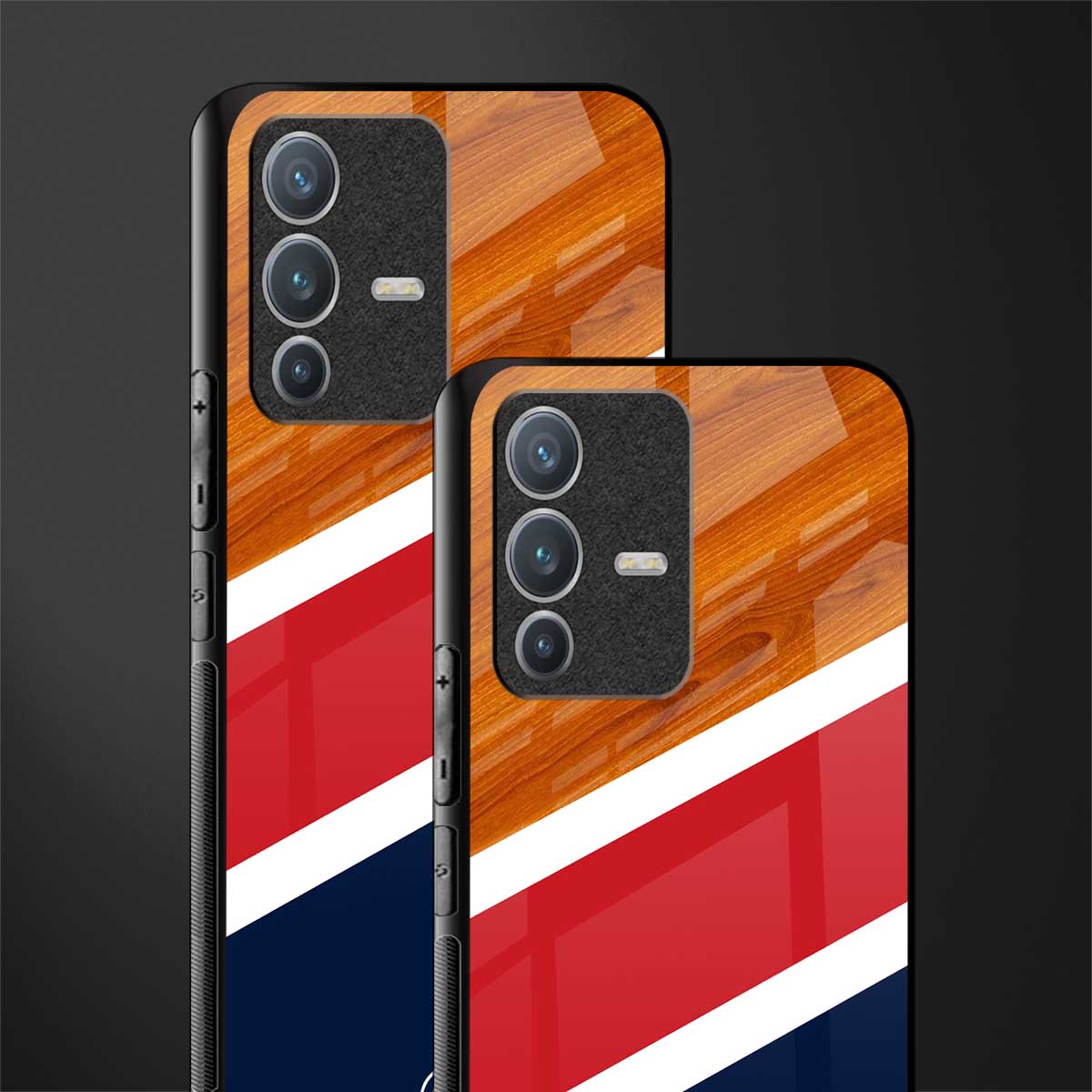 minimalistic wooden pattern glass case for vivo v23 pro 5g image-2