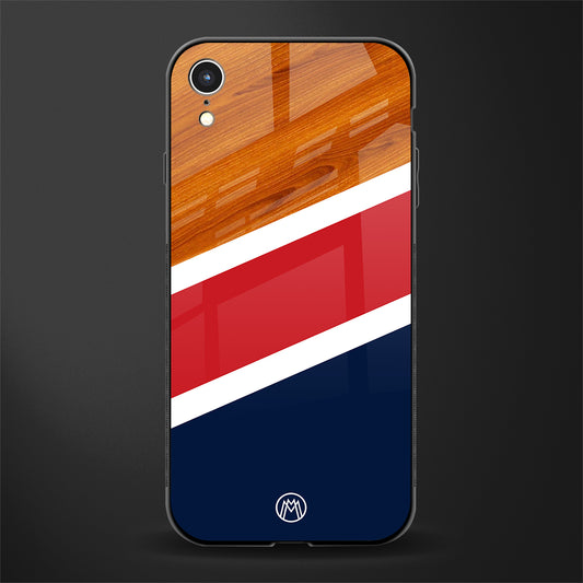 minimalistic wooden pattern glass case for iphone xr image