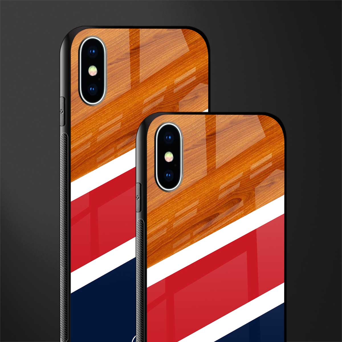 minimalistic wooden pattern glass case for iphone x image-2