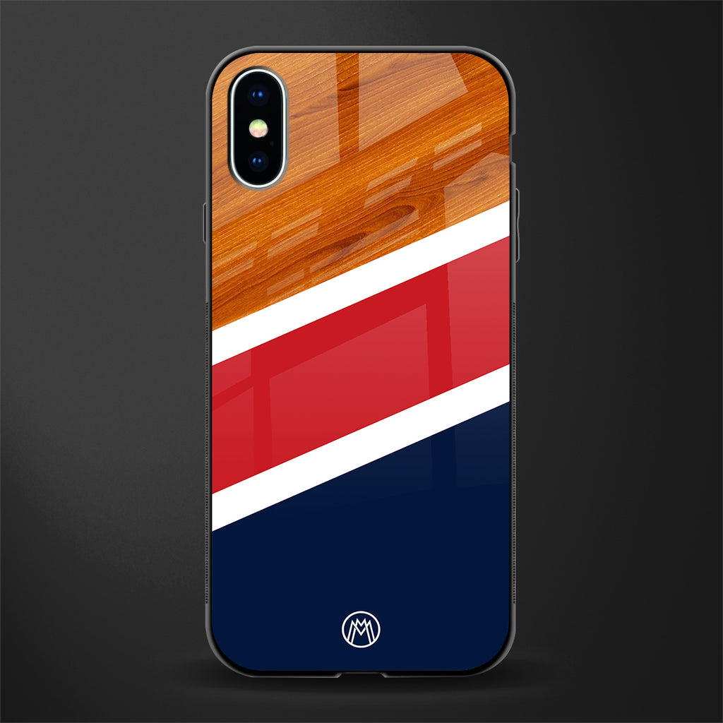 minimalistic wooden pattern glass case for iphone xs image