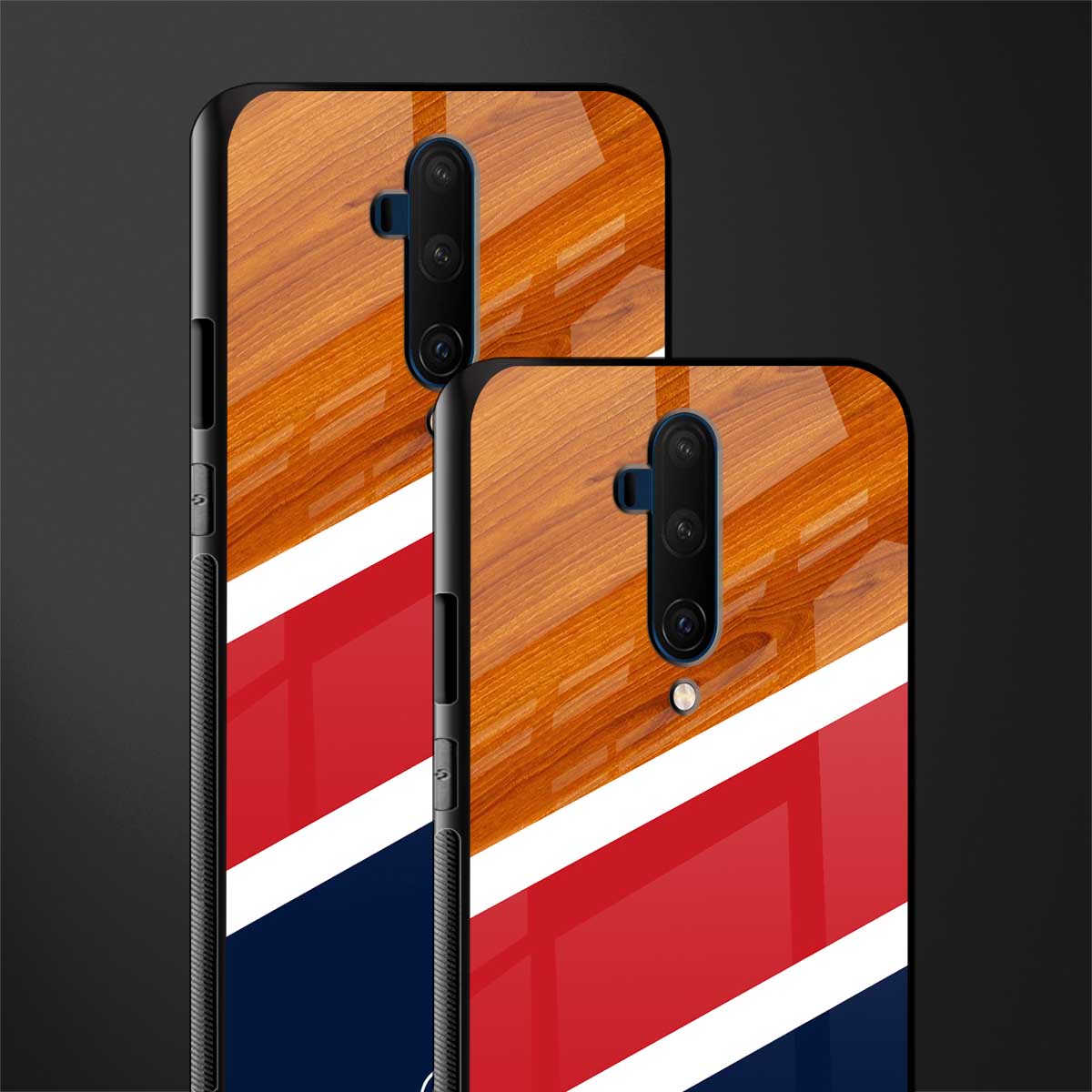 minimalistic wooden pattern glass case for oneplus 7t pro image-2