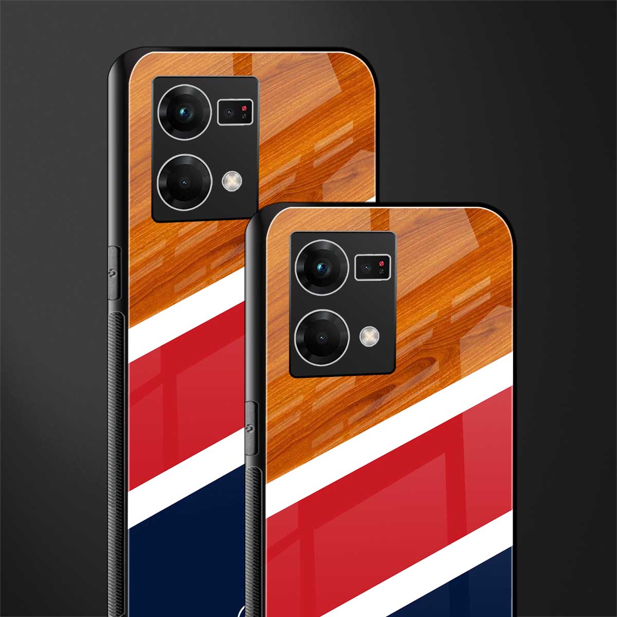 minimalistic wooden pattern back phone cover | glass case for oppo f21 pro 4g