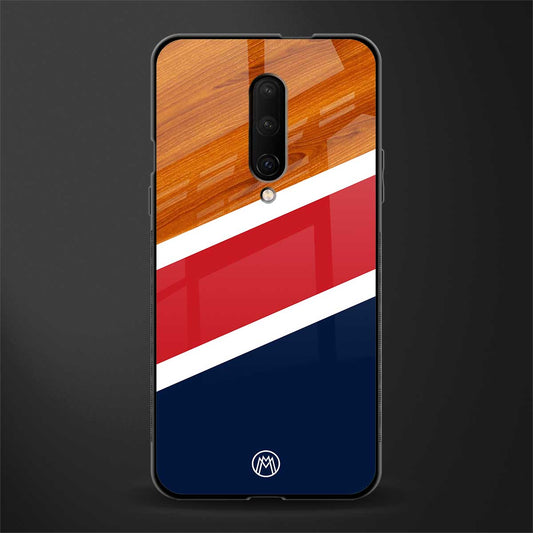 minimalistic wooden pattern glass case for oneplus 7 pro image