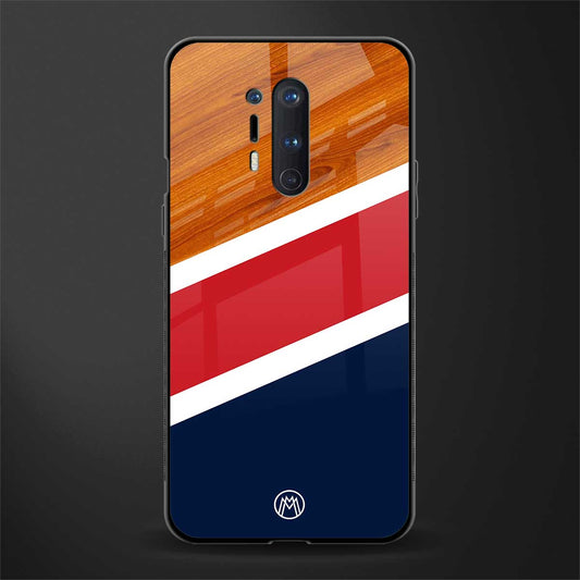 minimalistic wooden pattern glass case for oneplus 8 pro image