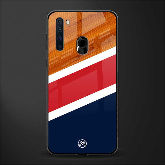 minimalistic wooden pattern glass case for samsung a21 image