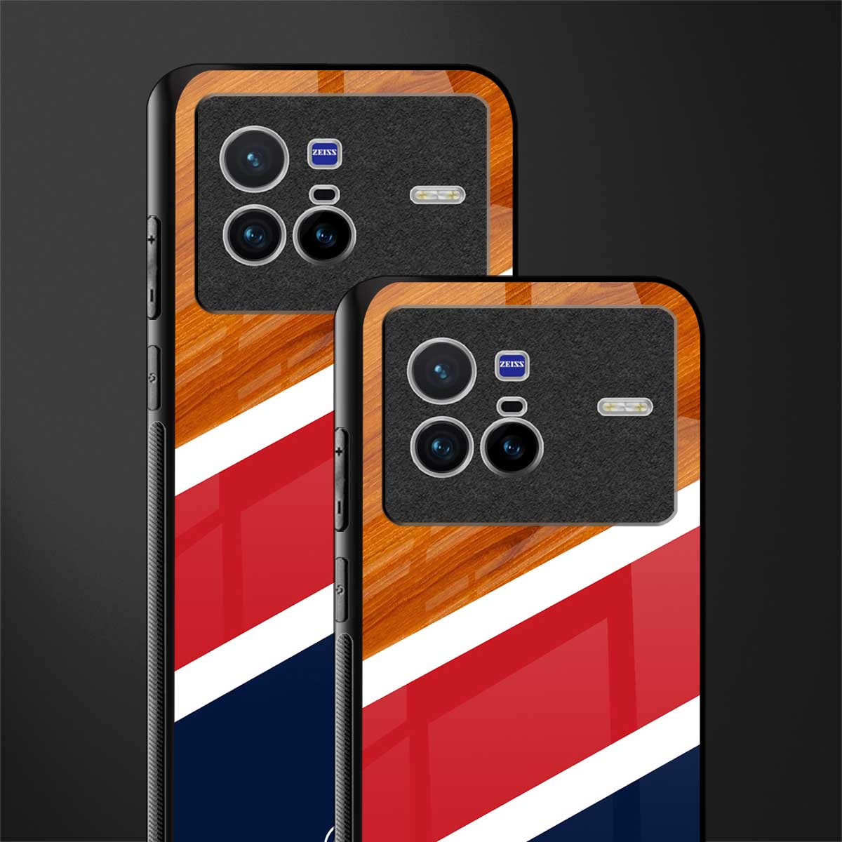 minimalistic wooden pattern glass case for vivo x80 image-2