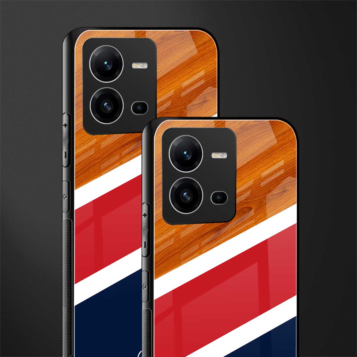 minimalistic wooden pattern back phone cover | glass case for vivo v25-5g