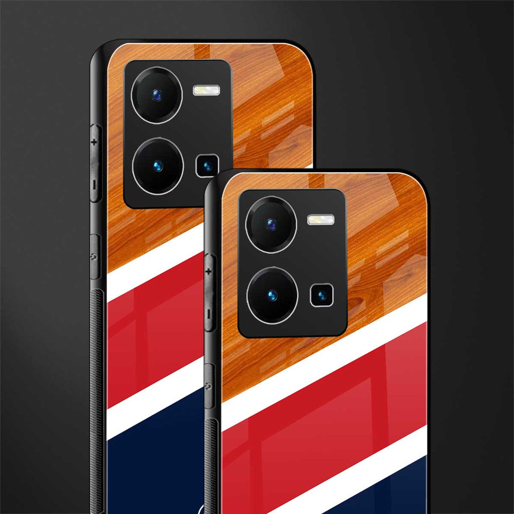 minimalistic wooden pattern back phone cover | glass case for vivo y35 4g