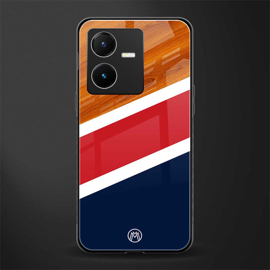 minimalistic wooden pattern back phone cover | glass case for vivo y22