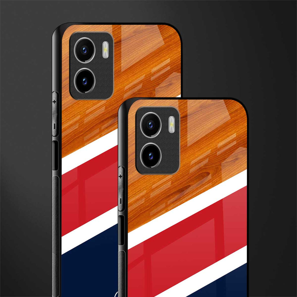 minimalistic wooden pattern back phone cover | glass case for vivo y72